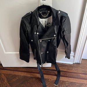 Black leather moto jacket